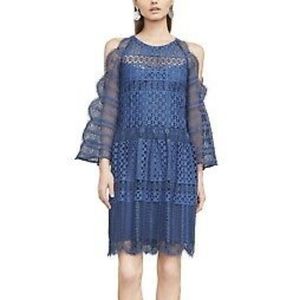 BCBGMAXAZRIA Finley Vintage Blue Lace Cold Shoulder Dress